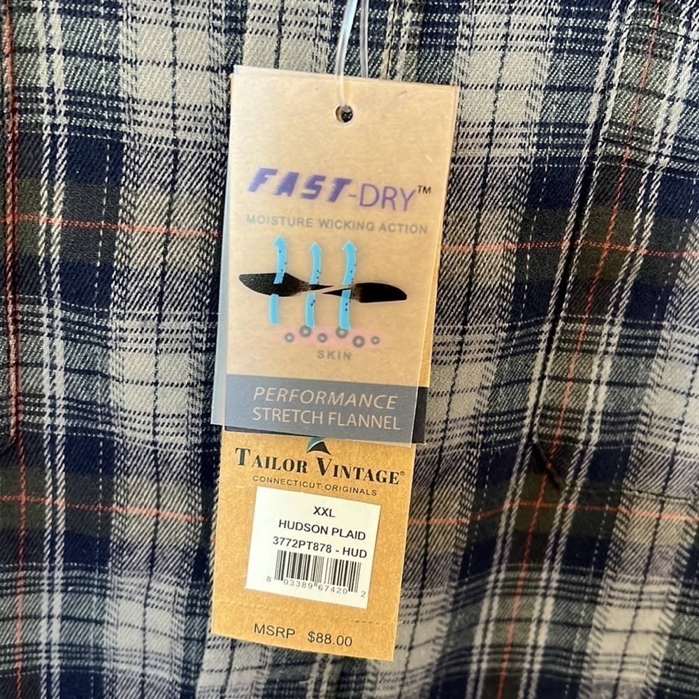 NWT Tailor Vintage Performance Plaid Stretch Flannel - Picture 4 of 9